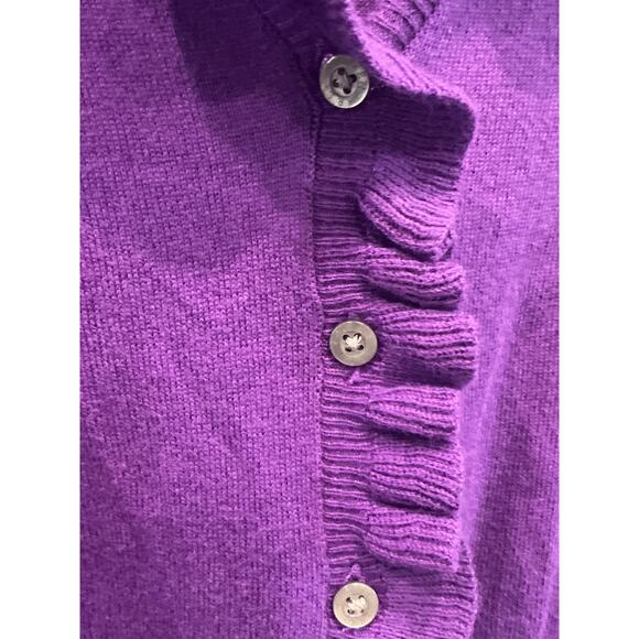 Ralph Lauren Womens Ruffle Neck Cashmere Blend Cardigan Sweater Aubergine Purple - Picture 5 of 7
